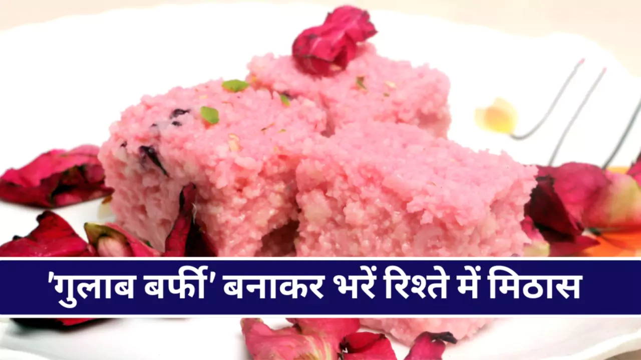 Rose Day Gulab Barfi Recipe Hindi