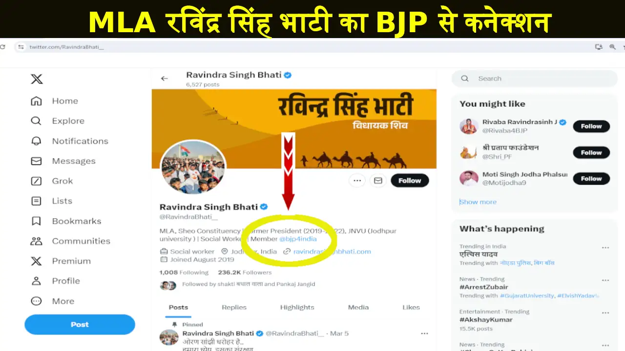 MLA Ravindra Singh Bhati BJP Connection