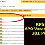 RPSC APO Vacancy 2024 For 181 Posts