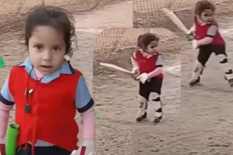 3 Year Old Girl Playing Cricket Viral Video like Virat Kohli