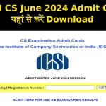 ICSI CS June 2024 Admit Card Download