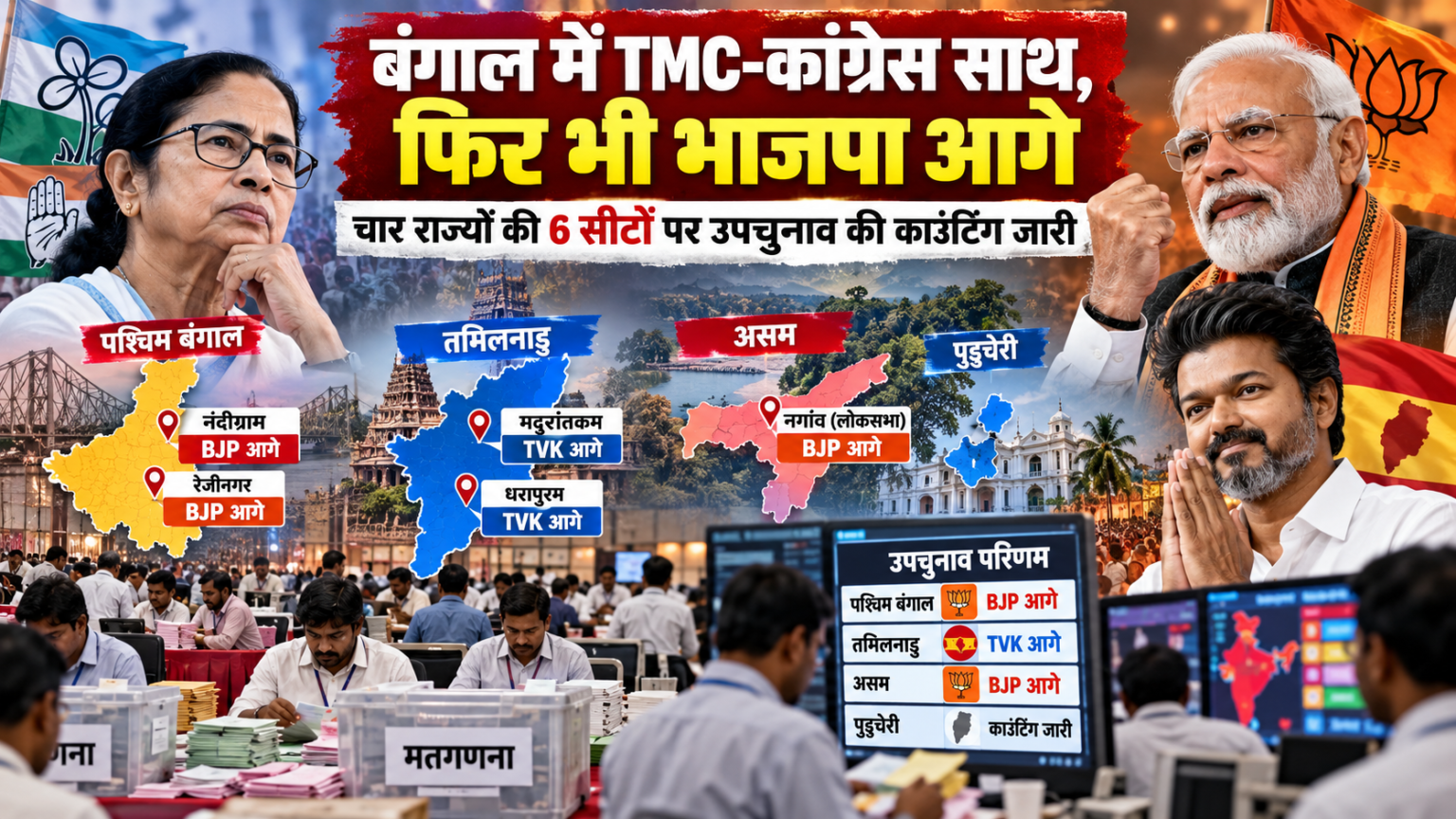 भारतीय उपचुनाव मतगणना न्यूज़ ग्राफिक 1